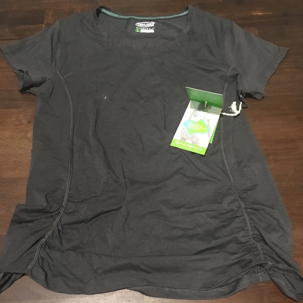 Ruched Scoop Neck Bamboo Tee-NWT